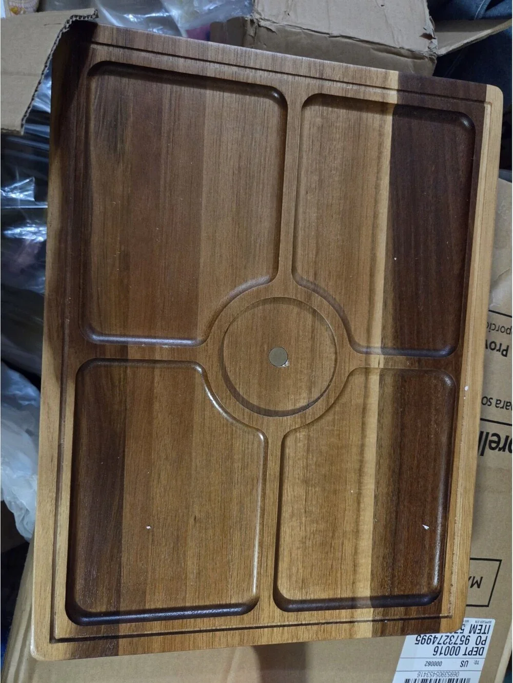 Wood serving tray with bowl 17x13